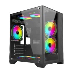 PC Cooler ICE CUBE Ring LCD Rainbow FAN PC Case Black